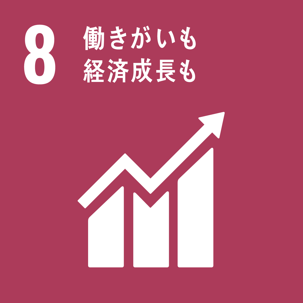 8．働きがいも経済成長も ― すべての人のための持続的、包摂的かつ持続可能な経済成長、生産的な完全雇用およびディーセント・ワーク（働きがいのある人間らしい仕事）を推進する。